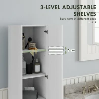 HOMCOM Freestanding Tall Bathroom Storage Cabinet with Adjustable Shelves, Bathroom Organizer, White Wood Grain(m-5)