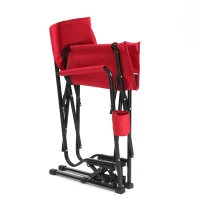 Outdoor Freestyle Rocker Camping Chair with Armrests and Backrest, Drink Holder, Portable Folding Rocking Chair, 24.5" L x 26" W x 37" H, Red(m-8)