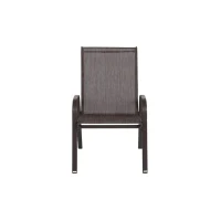 3-Piece Patio Set with 2 Chairs and 1 Table, Outdoor Dining Set with Breathable Textilene Fabric Chairs, Folding Steel Table, Brown(m-6)