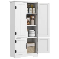 HOMCOM 64" Tall Kitchen Pantry Cabinet with Motion Sensor Light, Spice Racks and Adjustable Shelves, White(m-1)