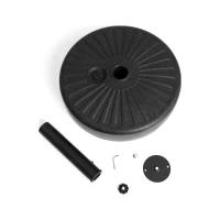Round Umbrella Base with High-Density Polyethylene Plastic, Fits Various Umbrellas with Adjustable Knobs, 19.5" L x 19.5" W x 12" H, Black(m-1)