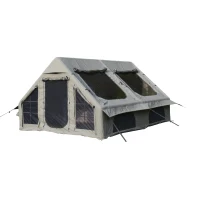 Inflatable Camping Tent with Stove Jack, Easy Setup, Waterproof and Windproof Glamping Tent for 4-6 Persons, 118" L x 82.5" W x 79" H, Army Green(m-2)
