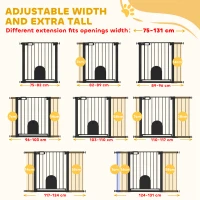 PawHut 30"-52" Extra Wide Pet Gate Barrier with Small Door, 30"H Dog Gate with Safety Gate Barrier, Stair Pressure Fit, Black(m-7)