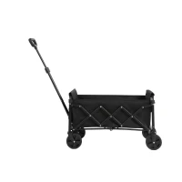 Lightweight Portable Heavy Duty Folding Beach Wagon with Wheels, Outdoor Utility Cart for Sports, Garden, 26" L x 16" W x 17.5" H, Black(m-1)