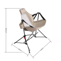 Hammock Camping Chair with Adjustable Back, Pillow, Folding Portable Rocking Chair with Cup Holder, Carry Bag, 38" L x 35" W x 42" H, Khaki(m-3)
