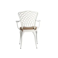 3-Piece Patio Bistro Set with Cushions, Umbrella Hole, Adjustable Foot Caps, All-Weather Cast Aluminum Table and Chairs for Garden, Balcony, White(m-10)