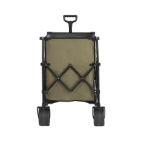 Collapsible Beach Wagon with All-Terrain Wheels, Quick Setup and Folding Utility Cart with Drink Holders, 43" L x 21" W x 32.5" H, Army Green(m-9)
