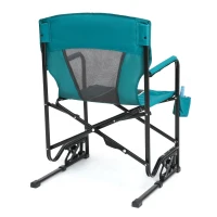 Outdoor Freestyle Rocker Camping Chair with Armrests and Backrest, Drink Holder, Portable Folding Rocking Chair, 24.5" L x 26" W x 37" H, Blue(m-10)