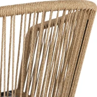 Set of 2 Outdoor Bar Stools with Armrests and Backrest, Steel Frame, All Weather Rattan Bar Chairs with Footrest, 23" L x 17.5" W x 44" H, Gray(m-5)