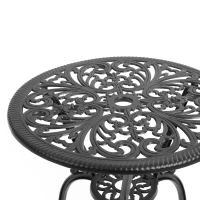 3-Piece Outdoor Patio Bistro Set with Decorative Floral Design, Rust-Resistant Cast Aluminum, Easy Assembly, Ideal for Balconies, Porches, Black(m-7)