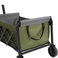 Lightweight Portable Folding Beach Wagon with Wheels, Large Capacity, Utility Cart for Camping, Shopping, 26" L x 16" W x 17.5" H, Army Green(m-4)