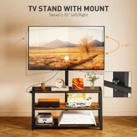 HOMCOM TV Stand with Mount and Power Outlet, Swivel TV Stand Mount with LED Lights for 32-70 Inch TVs for Living Room, Bedroom(m-4)