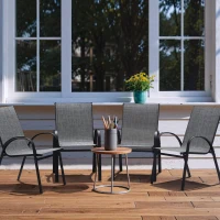 4-Piece Patio Chairs Set with Textilene Fabric, Armrest and High Backrest, Camping Chairs for Garden, Beach, Yard, 24.5" L x 24.5" W x 38" H, Gray(m-1)