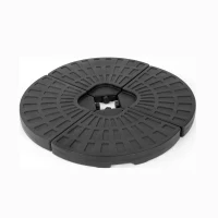 Plastic Umbrella Base with 4 Detachable Weight Plates, Fillable with Water or Sand for Stable Support, 26.5" L x 18.5" W x 3" H, Black(m-2)