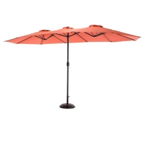 14.8 ft Double-Sided Outdoor Patio Umbrella with Steel Frame, Large Rectangular with Convenient Crank System, 178.5" L x 105'' W x 100.5" H, Orange(m-14)