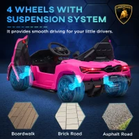 Qaba Lamborghini Revuelto Licensed 12V Kids Ride on Car Electric Car w/ Hydraulic Doors, Remote, Transport Wheels, Pink(m-6)