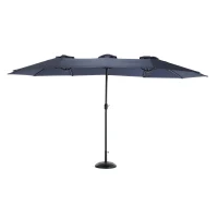 14.8 ft Double-Sided Outdoor Patio Umbrella with Steel Frame, Large Rectangular Design with Convenient Crank System, 178.5" L x 105'' W x 100.5" H, Navy Blue(m-2)