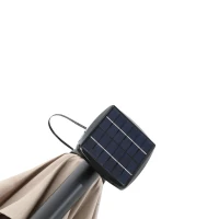 10ft Solar LED Offset Hanging Market Patio Umbrella with Steel Frame, Easy Adjustment and Enhanced Stability, 116" L x 116 W x 83" H, khaki(m-7)