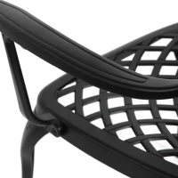 3-Piece Patio Bistro Set with Seat Cushions, Cast Aluminum Table and Chairs with Umbrella Hole, All-Weather Metal Furniture for Garden, Black(m-5)