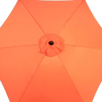 9ft Patio Umbrella with Push Button Tilt and Crank, Market Umbrella with 6 Steel Ribs, Base Not Included, 104" L x 104" W x 98.5" H, Orange(m-4)