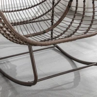Outdoor Rattan Rocking Chair with Padded Cushion, Hand-Woven Recliner, Ergonomic Design, Steel Frame, 44" L x 37" W x 31.5" H, Gray(m-13)