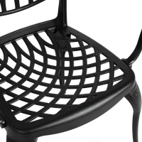 3-Piece Patio Bistro Set with Umbrella Hole, Environmental Protection Coating, All-Weather Cast Aluminum Table and Chairs for Garden, Black(m-5)