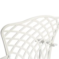 3-Piece Patio Bistro Set with Cushions, Umbrella Hole, Adjustable Foot Caps, All-Weather Cast Aluminum Table and Chairs for Garden, Balcony, White(m-5)