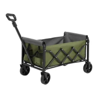 Lightweight Portable Folding Beach Wagon with Wheels, Large Capacity, Utility Cart for Camping, Shopping, 26" L x 16" W x 17.5" H, Army Green(m-2)
