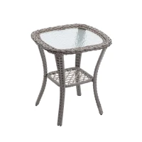 3-Piece Outdoor Swivel Rocker Patio Chairs Set with Tempered Glass Coffee Table, 360° Rocking Conversation Set with Thick Cushions, 29" L x 25" W x 34" H, Grey(m-13)