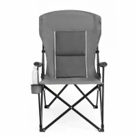 High Back Heavy Duty Lawn Chair with Cup Holder, Portable Collapsible Chair, Supports 250 lbs, perfect for outdoor adventures , 22.5" L x 25.5" W x 41" H, Gray(m-10)