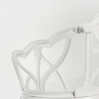 Patio Garden Bench with Floral Tulip Design, Cushion, Ergonomic Outdoor Park Bench with Cast Aluminum Frame, 39" L x 21.5" W x 31" H, White(m-7)