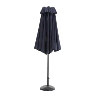 14.8 ft Double-Sided Outdoor Patio Umbrella with Steel Frame, Large Rectangular Design with Convenient Crank System, 178.5" L x 105'' W x 100.5" H, Navy Blue(m-14)