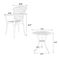 3-Piece Patio Bistro Set with Umbrella Hole, Adjustable Foot Pads, Cast Aluminum Table and Chairs with All-Weather and Rust-Proof Design, White(m-3)