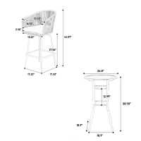 3-Piece Outdoor Bar Set with Ecoating Technology, Innovative Sling Fabric, Patio Bar Table and Swivel Chairs Set with DPC Wood-Like Table Top, Blue(m-3)