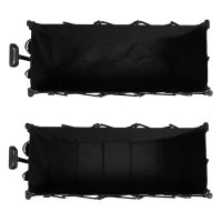 Foldable Extended Wagon with All-Terrain Beach Wheels, Heavy Duty 300L Utility Garden Cart with Drink Holders, 53.5" L x 21" W x 40.5" H, Black(m-5)