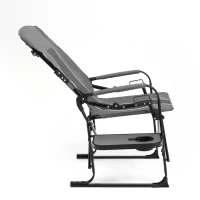 Camping Director's Chair with Side Table and Pocket, Steel Frame, Heavy Duty Oversized Portable Folding Chair, 25" L x 27.5" W x 43.5" H, Gray(m-11)