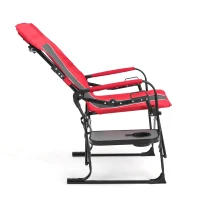 Camping Directors Chair with Side Table and Pocket, Steel Frame, Heavy Duty Oversized Portable Folding Chair, 25" L x 27.5" W x 43.5" H, Red(m-9)