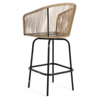 3-Piece Outdoor Bar Set with Ecoating Technology, Innovative Sling Fabric, Patio Bar Table and Swivel Chairs with DPC Wood-Like Top, Gray(m-11)