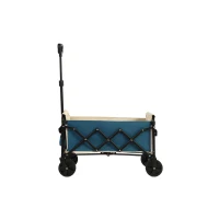 Lightweight Portable Heavy Duty Folding Beach Wagon with Wheels, Outdoor Utility Cart for Grocery, Garden, 26" L x 16" W x 17.5" H, Blue(m-5)