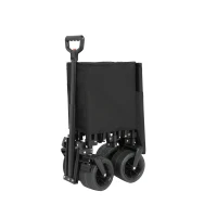Collapsible Beach Wagon with All-Terrain Wheels, Heavy Duty 300L Folding Utility Garden Cart with Drink Holders, 43" L x 21" W x 32.5" H, Black(m-10)