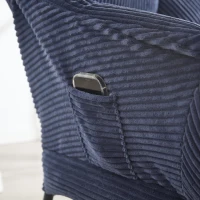 Modern Lazy Chair with Ottoman, Armrests, Side Pocket, Ergonomic Lounge Accent Chair with Steel Frame, 31.5" L x 25" W x 37.5" H, Navy Blue(m-9)