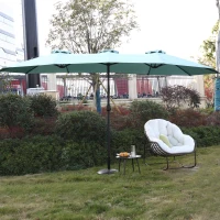 14.8 Ft Double Sided Outdoor Umbrella with Crank and Steel Frame, Large Rectangular Patio Shade, Perfect for Backyard and Poolside, 178.5" L x 105'' W x 100.5" H, Light Green(m-1)