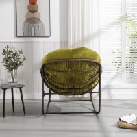 Outdoor Rattan Rocking Chair with Padded Cushion, Oversized Recliner Rocker for Porch, Patio, Living Room, Garden, 44" L x 37" W x 31.5" H, Olive(m-7)