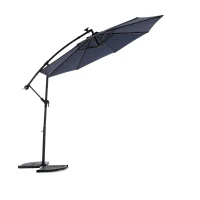10ft Solar LED Offset Hanging Market Patio Umbrella with Easy Adjustment and Enhanced Stability, Steel Frame, 116" L x 116 W x 83" H, Navy Blue(m-13)