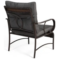 3-Piece Outdoor Wicker Furniture with Modern Chairs, Coffee Table, Steel Frame, Weather-Resistant Patio Set with PE Wicker, Brown+Gray(m-7)