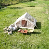 Inflatable Camping Tent with High Performance Structure, Stove Jack, 4-Season Glamping Tent for 4-6 Persons, 118" L x 82.5" W x 79" H, Beige(m-7)