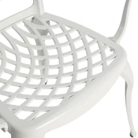 3-Piece Patio Bistro Set with Cushions, Umbrella Hole, Adjustable Foot Caps, All-Weather Cast Aluminum Table and Chairs for Garden, Balcony, White(m-8)