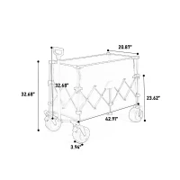 Collapsible Beach Wagon with Big All-Terrain Wheels, Quick Setup and Folding Utility Garden Cart with Drink Holders, 43" L x 21" W x 32.5" H, Beige(m-3)