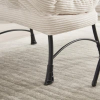 Ergonomic Lazy Chair with Ottoman, Armrests and Side Pocket, Steel Frame, Modern Lounge Accent Chair, 31.5" L x 25" W x 37.5" H, White(m-10)