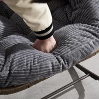 Oversized Outdoor Rattan Rocking Chair with Padded Cushion, Steel Frame, Ergonomic Hand-Woven Recliner, 44" L x 37" W x 31.5" H, Gray(m-11)